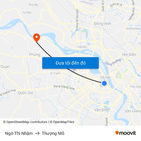 Ngô Thì Nhậm to Thượng Mỗ map
