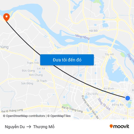 Nguyễn Du to Thượng Mỗ map