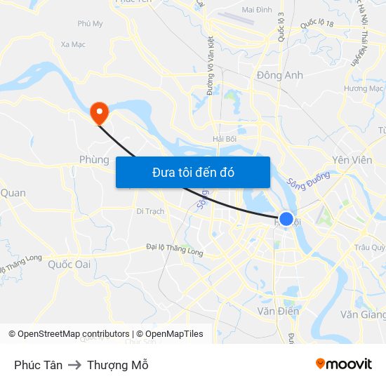 Phúc Tân to Thượng Mỗ map