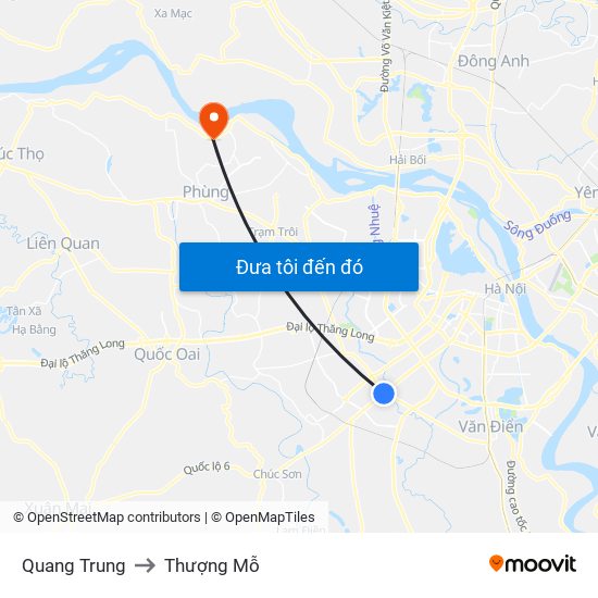 Quang Trung to Thượng Mỗ map