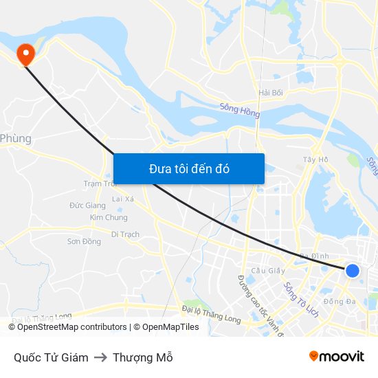 Quốc Tử Giám to Thượng Mỗ map