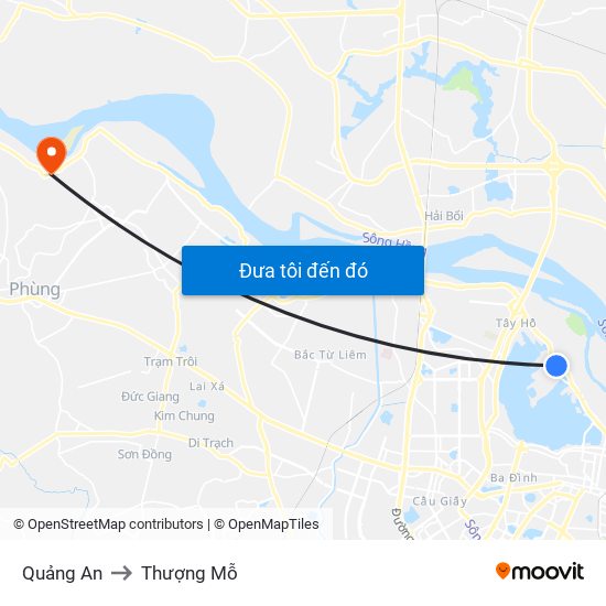 Quảng An to Thượng Mỗ map