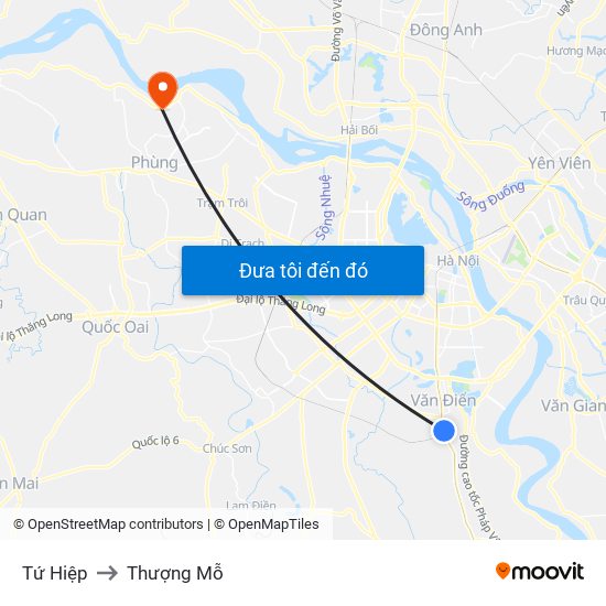 Tứ Hiệp to Thượng Mỗ map