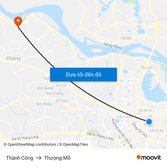 Thành Công to Thượng Mỗ map