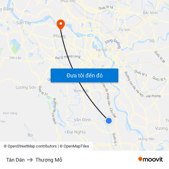 Tân Dân to Thượng Mỗ map