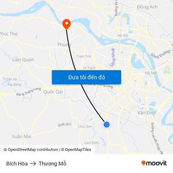 Bích Hòa to Thượng Mỗ map