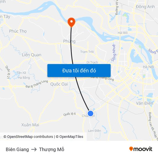 Biên Giang to Thượng Mỗ map