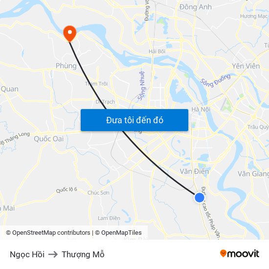 Ngọc Hồi to Thượng Mỗ map