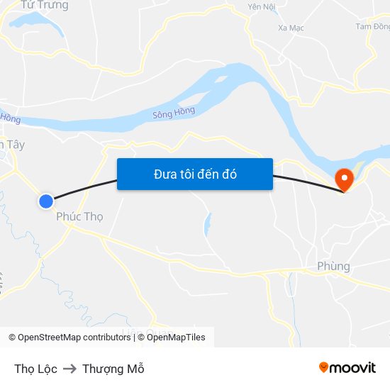 Thọ Lộc to Thượng Mỗ map