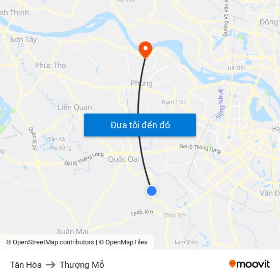 Tân Hòa to Thượng Mỗ map