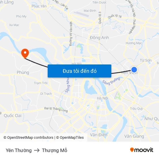 Yên Thường to Thượng Mỗ map