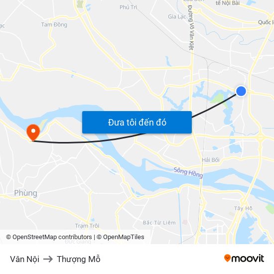 Vân Nội to Thượng Mỗ map