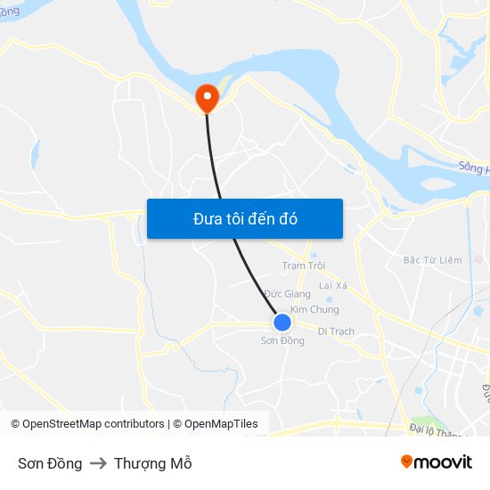 Sơn Đồng to Thượng Mỗ map