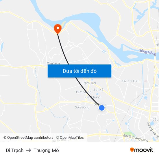 Di Trạch to Thượng Mỗ map