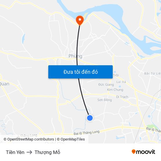 Tiền Yên to Thượng Mỗ map