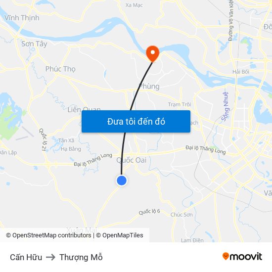 Cấn Hữu to Thượng Mỗ map