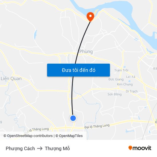 Phượng Cách to Thượng Mỗ map