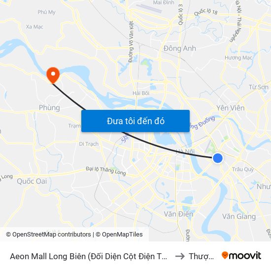 Aeon Mall Long Biên (Đối Diện Cột Điện T4a/2a-B Đường Cổ Linh) to Thượng Mỗ map