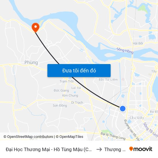 Đại Học Thương Mại - Hồ Tùng Mậu (Cột Sau) to Thượng Mỗ map