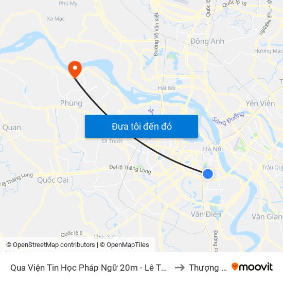 Qua Viện Tin Học Pháp Ngữ 20m - Lê Thanh Nghị to Thượng Mỗ map