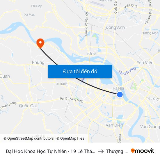 Đại Học Khoa Học Tự Nhiên - 19 Lê Thánh Tông to Thượng Mỗ map