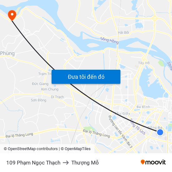 109 Phạm Ngọc Thạch to Thượng Mỗ map