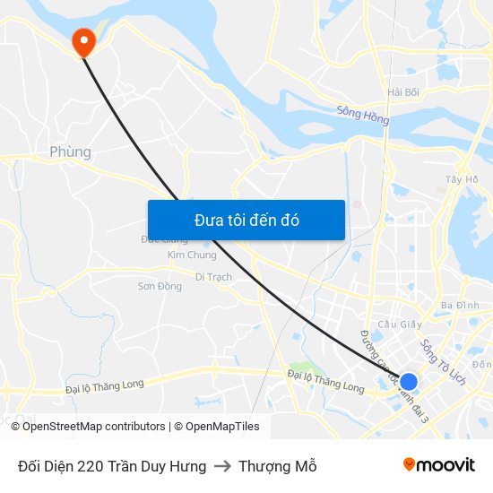 Đối Diện 220 Trần Duy Hưng to Thượng Mỗ map