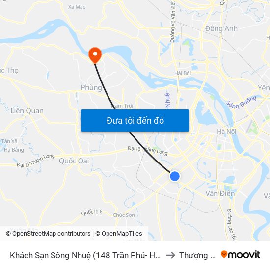 Khách Sạn Sông Nhuệ (148 Trần Phú- Hà Đông) to Thượng Mỗ map