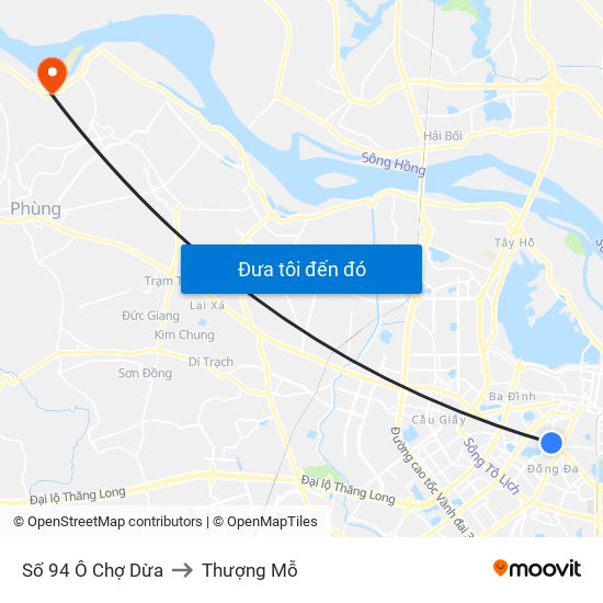Số 94 Ô Chợ Dừa to Thượng Mỗ map