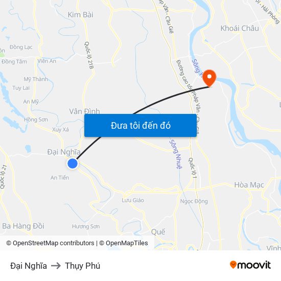 Đại Nghĩa to Thụy Phú map