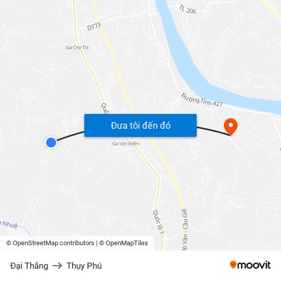 Đại Thắng to Thụy Phú map