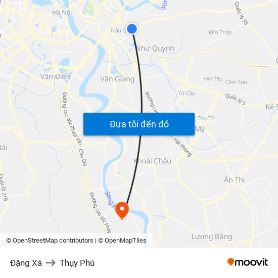 Đặng Xá to Thụy Phú map