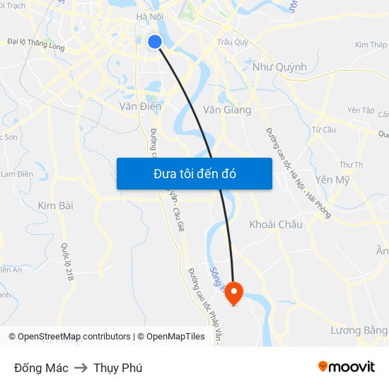 Đống Mác to Thụy Phú map