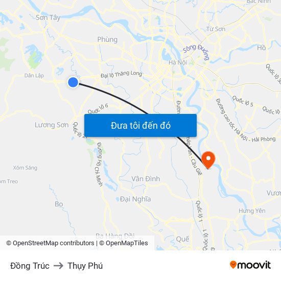 Đồng Trúc to Thụy Phú map