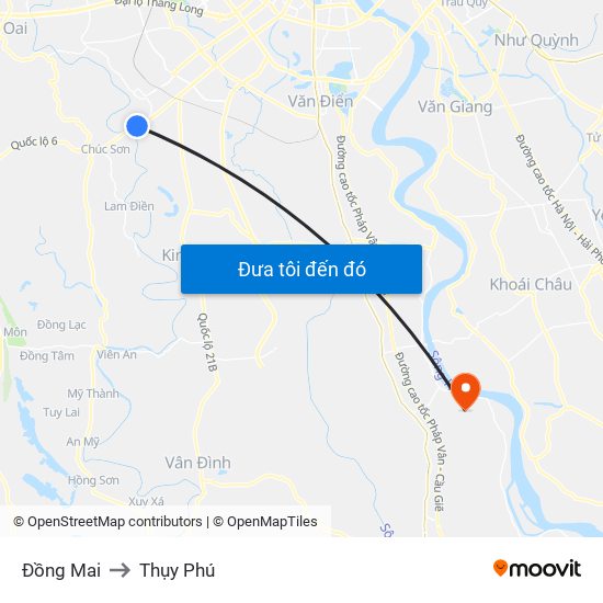 Đồng Mai to Thụy Phú map