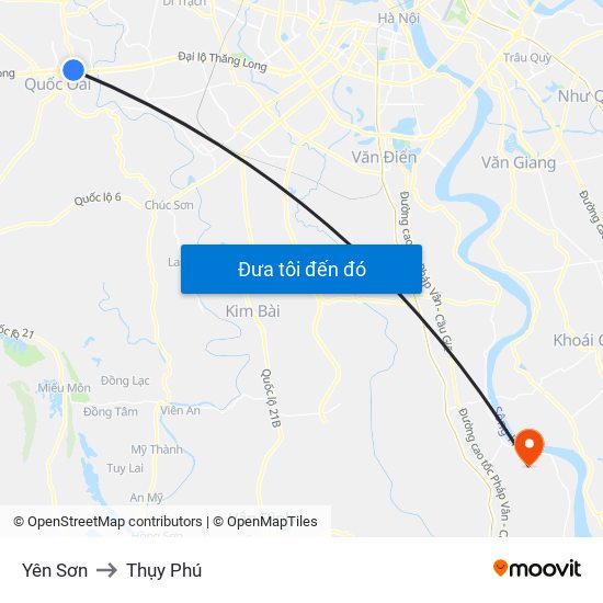 Yên Sơn to Thụy Phú map