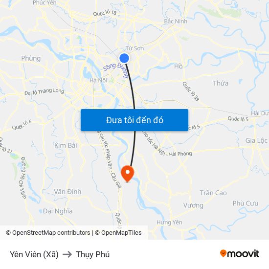 Yên Viên (Xã) to Thụy Phú map