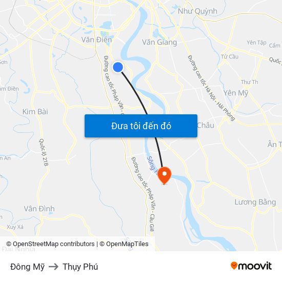 Đông Mỹ to Thụy Phú map