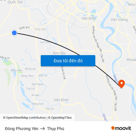 Đông Phương Yên to Thụy Phú map