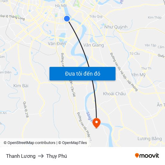 Thanh Lương to Thụy Phú map