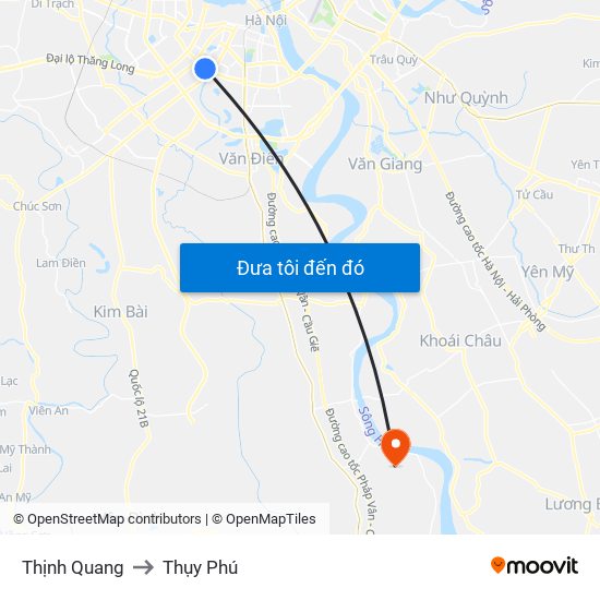 Thịnh Quang to Thụy Phú map