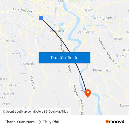 Thanh Xuân Nam to Thụy Phú map