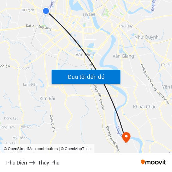 Phú Diễn to Thụy Phú map