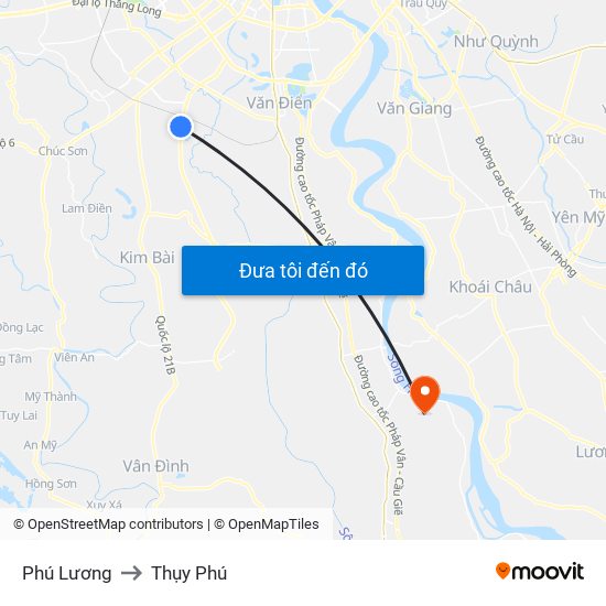 Phú Lương to Thụy Phú map