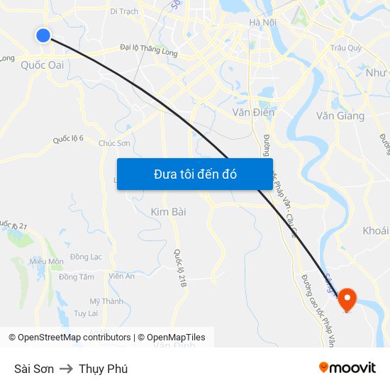 Sài Sơn to Thụy Phú map