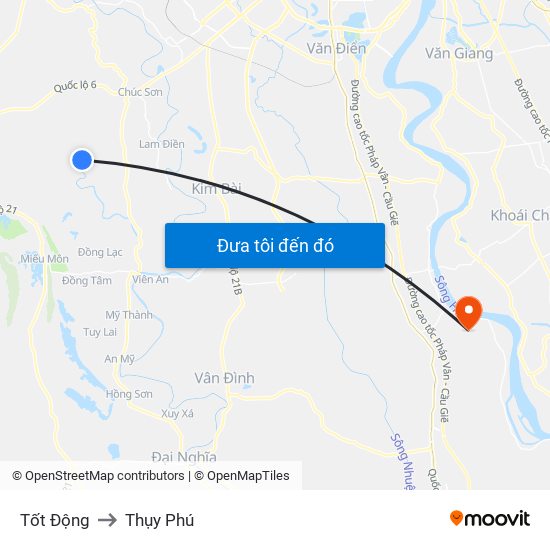 Tốt Động to Thụy Phú map