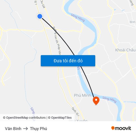 Văn Bình to Thụy Phú map