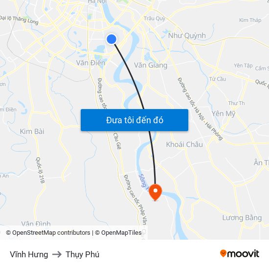 Vĩnh Hưng to Thụy Phú map