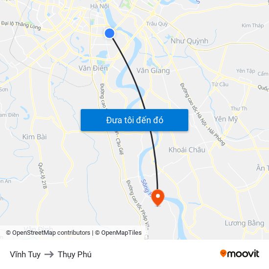 Vĩnh Tuy to Thụy Phú map