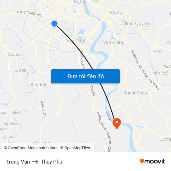Trung Văn to Thụy Phú map